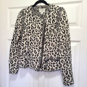 Lucky Lotus Lucky Brand Zipper‎ Animal Print Cardigan Sweater Large